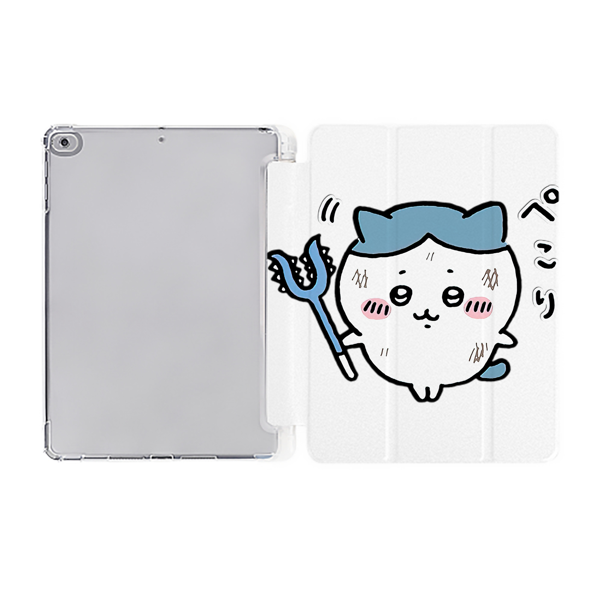 （画像用） ちいかわ ハチワレ Chii-kawa hachiware IPad ケース ペン収納付き 三つ折りスタンド PUレザー×シリコン 対応機種9.5/10.5/10.9インチ